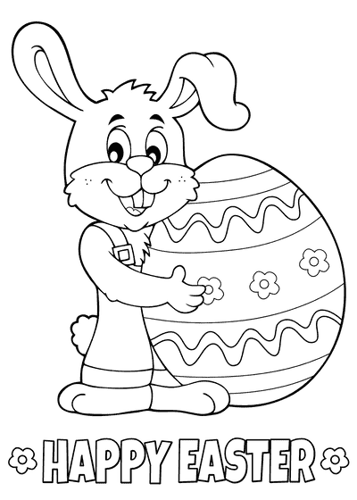 Free Printable Easter Cards to Color Bunny With Large Egg