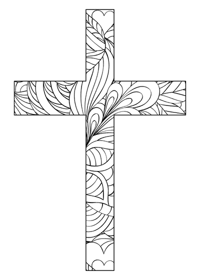 Free Printable Easter Cards to Color Cross Zentangle