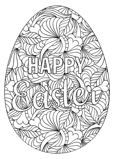 Free Printable Easter Cards to Color Detailed Egg for Adults