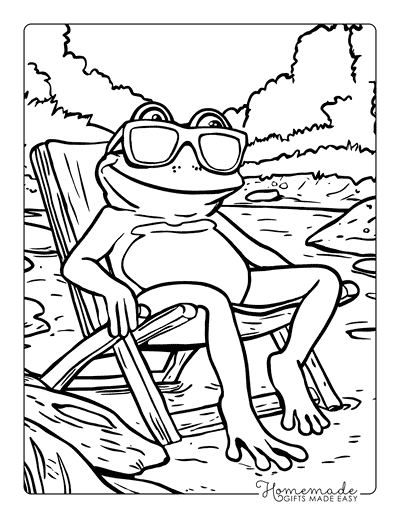 Frog Coloring Pages Cool Frog Lounging by Water