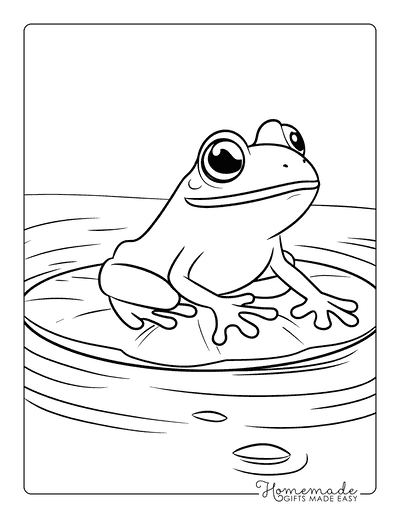 Frog Coloring Pages Cute Frog on Lily Pad