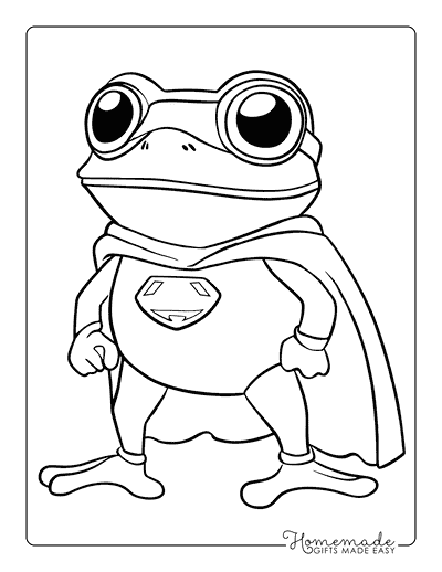 Frog Coloring Pages Cute Superfrog