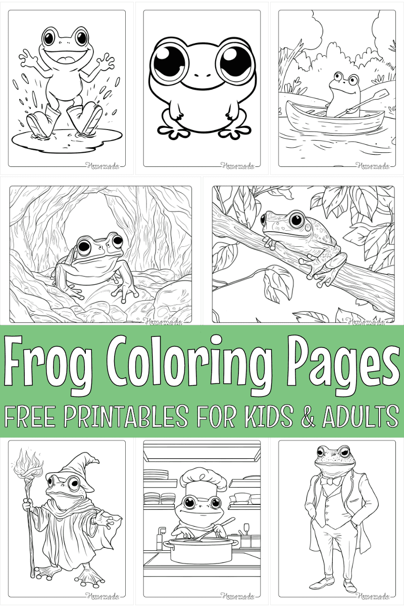 Free Frog Coloring Pages for Kids and Adults