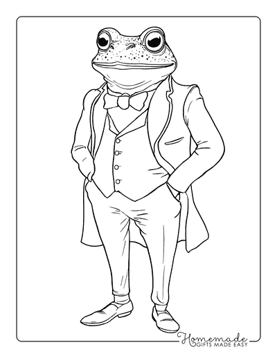 Frog Coloring Pages Victorian Era Frog