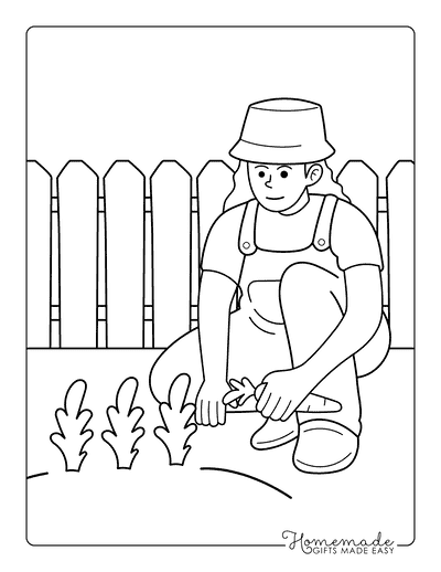 Garden Coloring Pages Woman Harvesting Vegetable Garden Easy