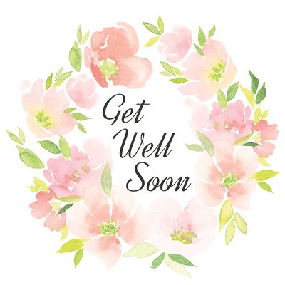 Get Well Soon Cards Pink Watercolor Flower Wreath