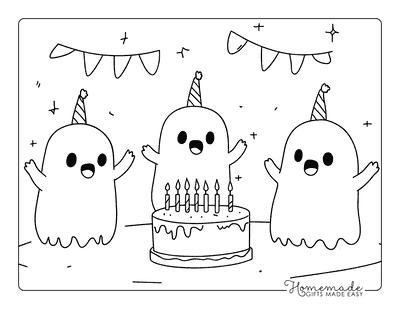 Ghost Coloring Pages Cute Ghosts Birthday Celebration