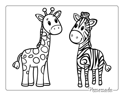 Giraffe Coloring Pages Baby Giraffe and Baby Zebra