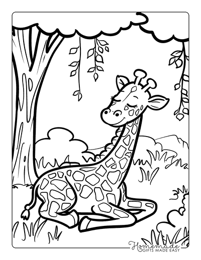 Giraffe Coloring Pages Cute Baby Giraffe Resting