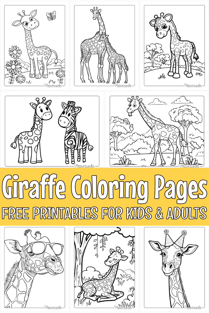 Free Printable Giraffe Coloring Pages for Kids and Adults