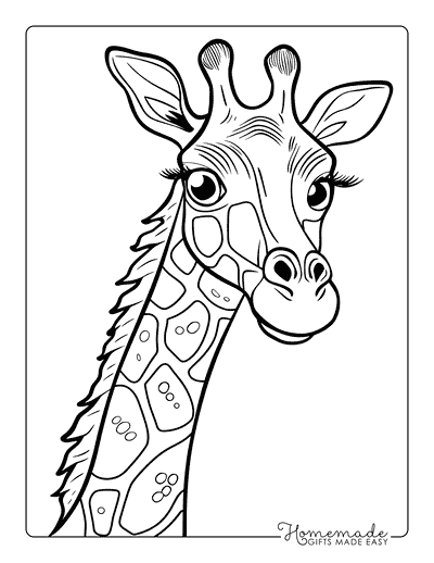 Giraffe Coloring Pages Simple Realistic Giraffe Closeup