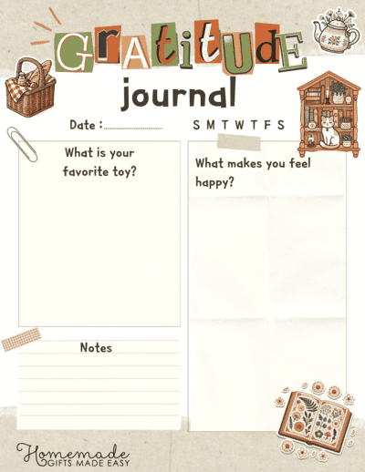 Gratitude Journal Prompts Cute Template Kids