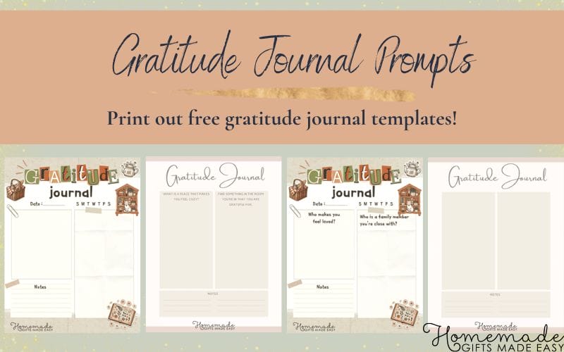 gratitude journal prompts printable templates