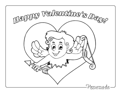 Heart Coloring Pages Cute Cupid With Bow