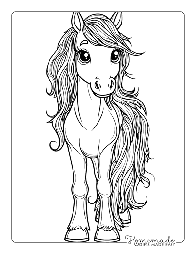 Horse Coloring Pages Cute Arabian Horse With Long Mane