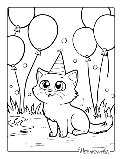 Kitten Coloring Pages Birthday Kitten