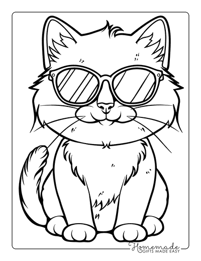 Kitten Coloring Pages Kitten Wearing Sunglasses