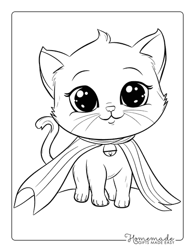 Kitten Coloring Pages Super Kitten