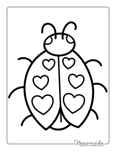 Ladybug Coloring Pages Cute Simple Ladybug Outline Heart Spots