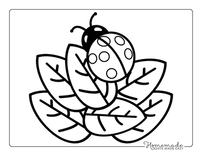 Ladybug Coloring Pages Simple Cute Ladybug Outline on Leaves