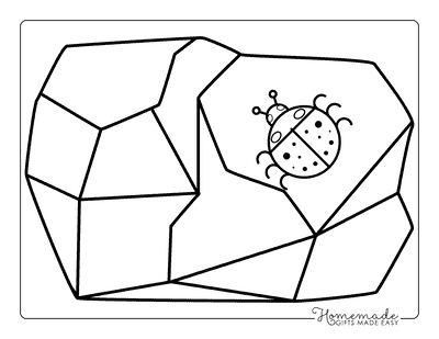 Ladybug Coloring Pages Simple Cute Ladybug Outline on Rock