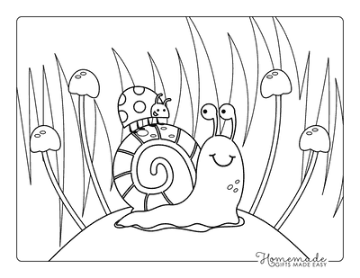 Ladybug Coloring Pages Simple Cute Ladybug Riding Snail