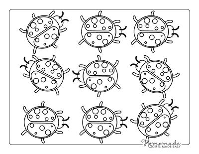 Ladybug Coloring Pages Simple Cute Marching Ladybugs Outline Pattern