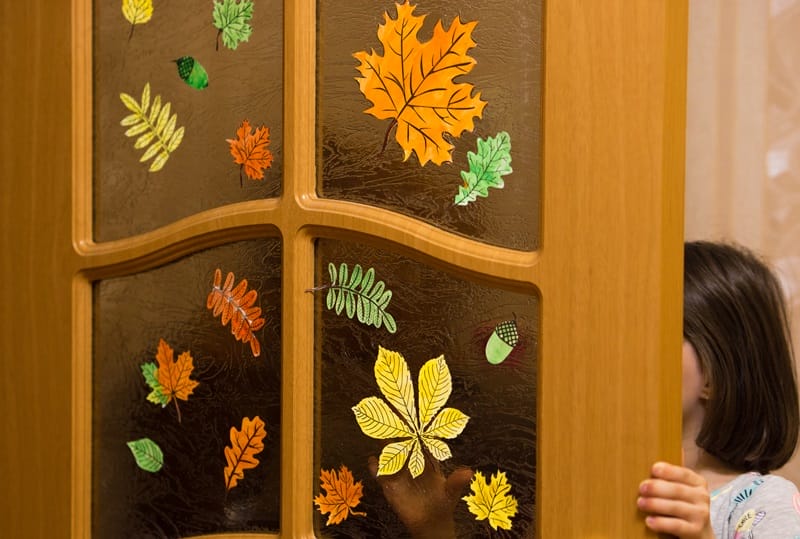 leaf template colorful leaves on door decoration