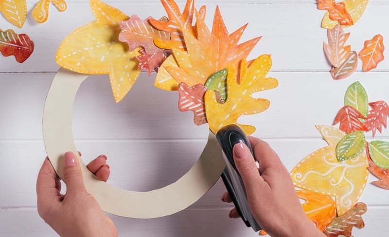 leaf template colorful wreath