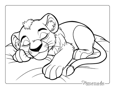 Lion Coloring Pages Cute Lion Cub Napping