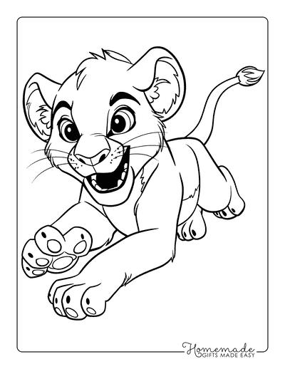 Lion Coloring Pages Cute Lion Cub Pouncing