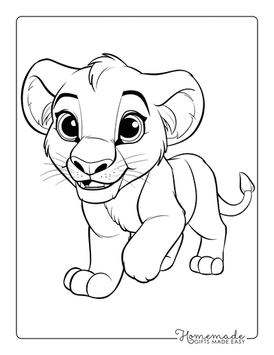 Lion Coloring Pages Cute Smiling Lion Cub