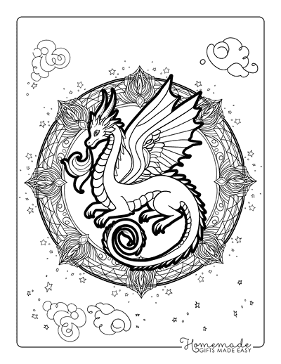 Mandala Coloring Pages Celestial Dragon