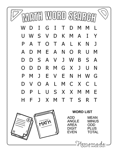 Math Word Search Easy