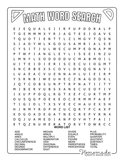 Math Word Search Hard