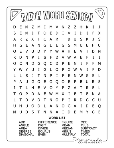 Math Word Search Medium