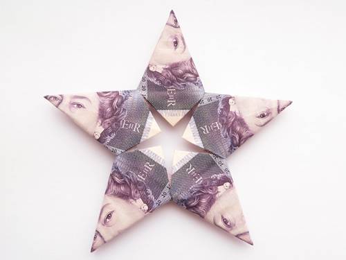 Modular Money Origami Star From 5 Bills How To Fold Step