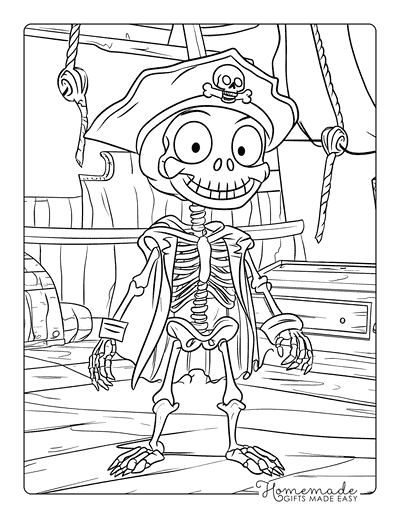 Monster Coloring Pages Cute Skeleton Pirate