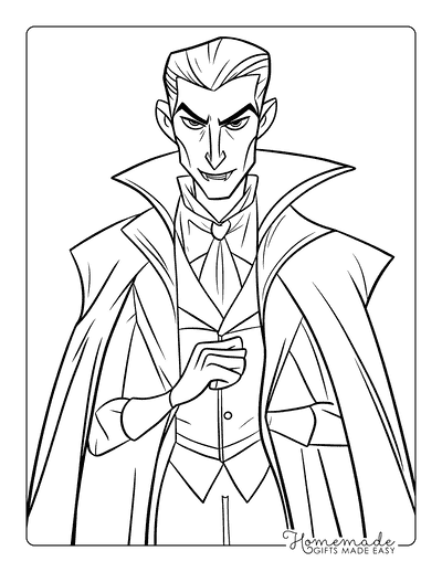 Monster Coloring Pages Dracula Posing Elegantly