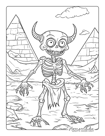 Monster Coloring Pages Horned Desert Skeleton