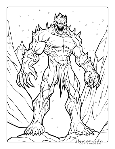 Monster Coloring Pages Mountain Ice Giant