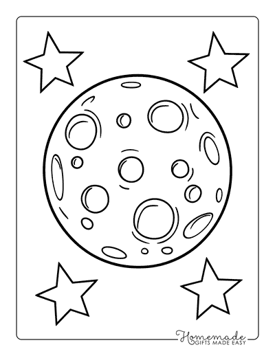 Moon Coloring Pages Easy Full Moon and Stars