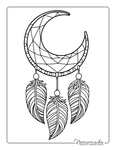 Moon Coloring Pages Moon Drawing Dream Catcher for Adults