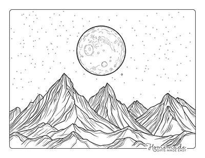 Moon Coloring Pages Realistic Full Moon Rising Over Mountains