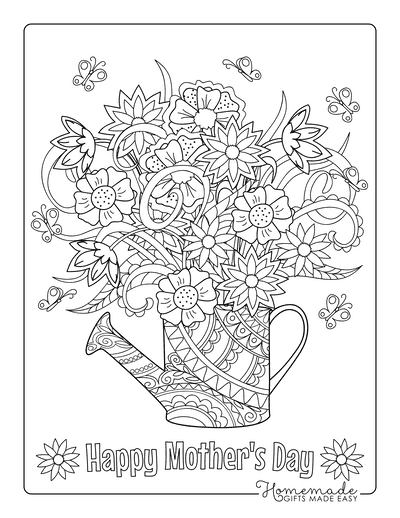 Mothers Day Coloring Pages Beautiful Flowers in Jug Doodle Teens