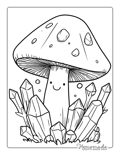 Mushroom Coloring Pages Cute Crystal Mushroom