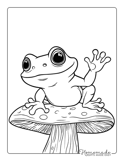 Mushroom Coloring Pages Cute Frog on Mushroom