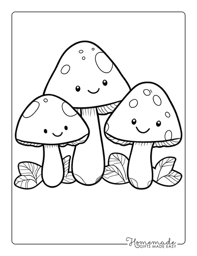 Mushroom Coloring Pages Cute Mushroom Family