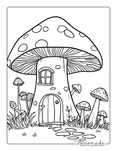 Mushroom Coloring Pages Cute Mushroom House