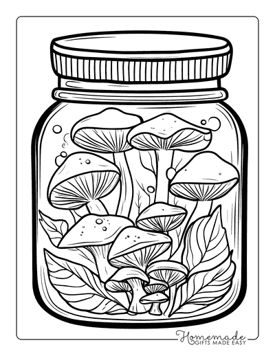 Mushroom Coloring Pages Jarred Mushrooms